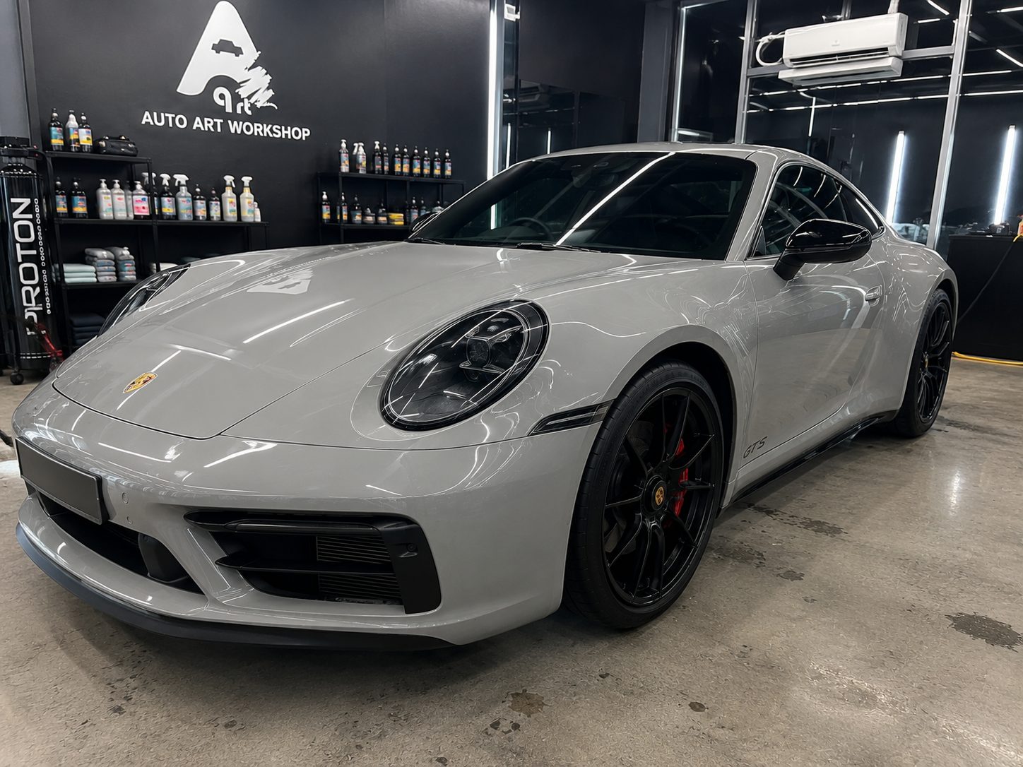 Grey Porsche 911 GTS before PPF at Art Auto Care Nilai