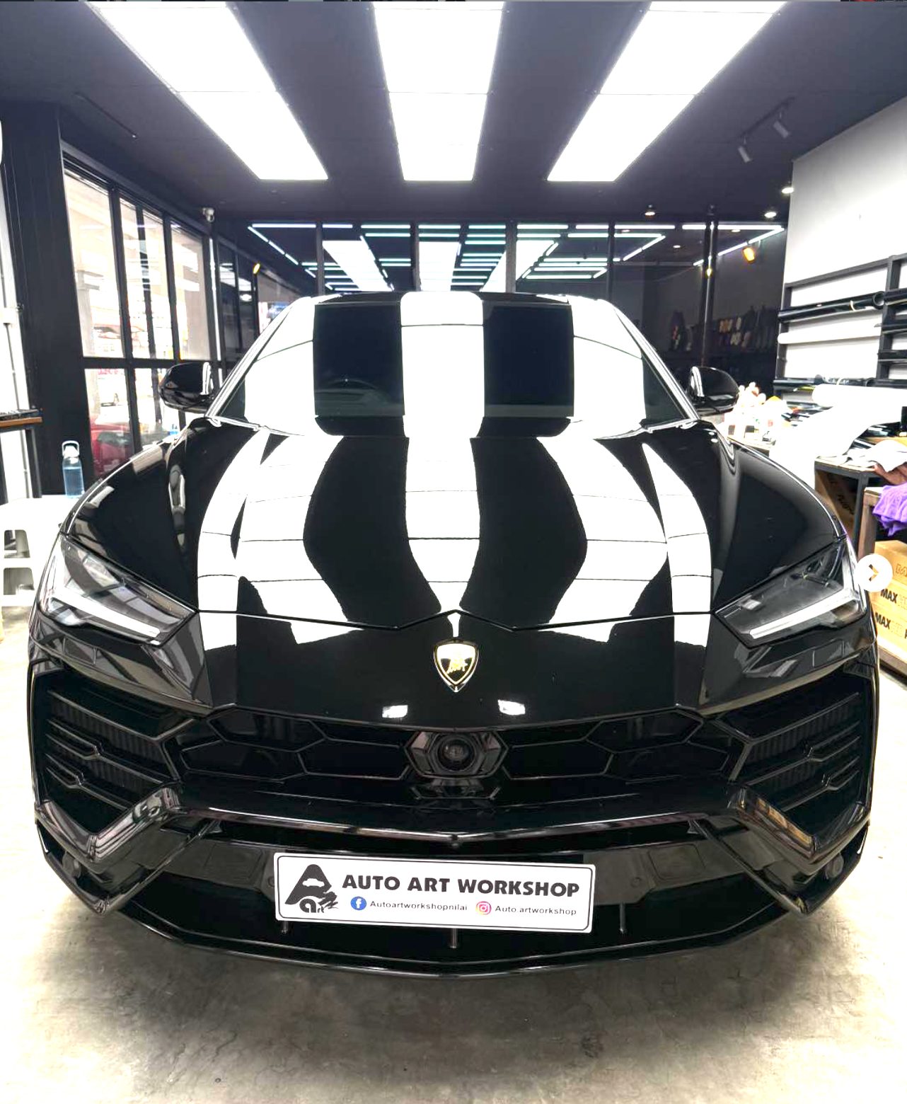 Lamborghini Urus with glossy finish after ceramic coating at Art Auto Care Nilai